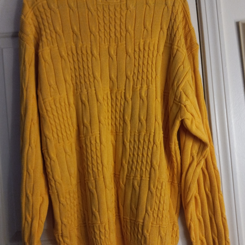 Roundtree & Yorke Collection Yellow Cable Knit Sweater Men's XL - Picture 10 of 15